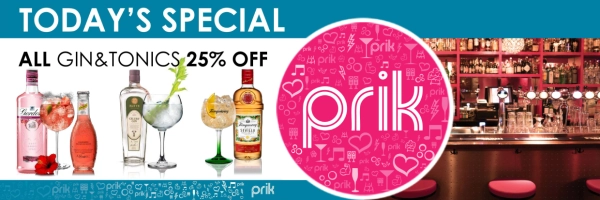 Prik Gay Bar Amsterdam - Tuesdays Gin&Tonics 25% off